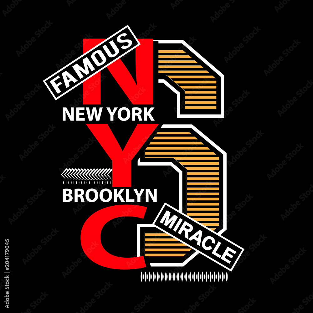 new york brooklyn typographic t shirt mock up design vector