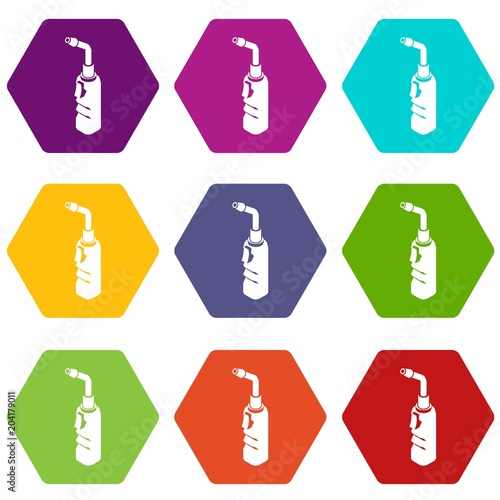 Avto welding torch icons set 9 vector