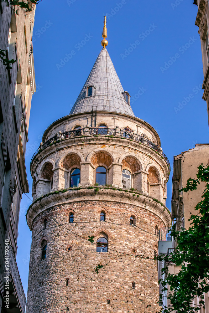 View of Galata Tower, a medieval famous landmark