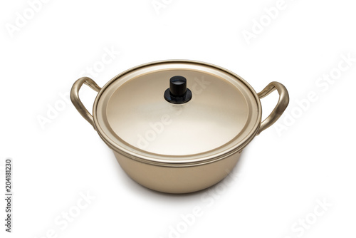 nickel-silver pot isolated on white background.