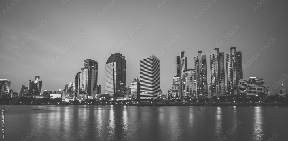 Bangkok Cityscape with Black& White Color