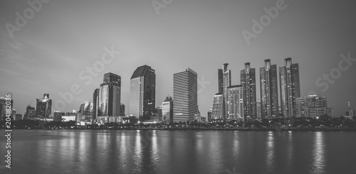 Bangkok Cityscape with Black  White Color