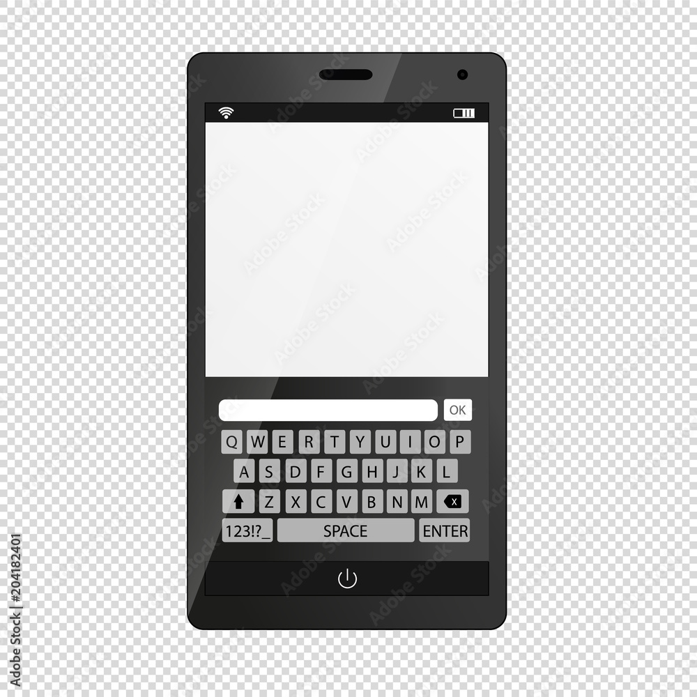 Mobile Device Smartphone With Keyboard - Isolated On Transparent Background Mobile Device Smartphone With Keyboard - Isolated On Transparent Background