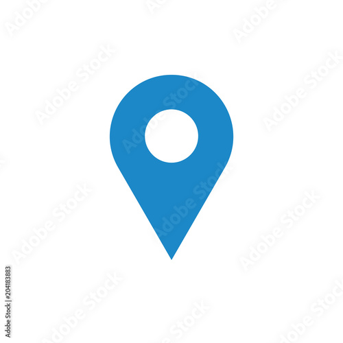 Blue position pin icon. Place pointer illustration
