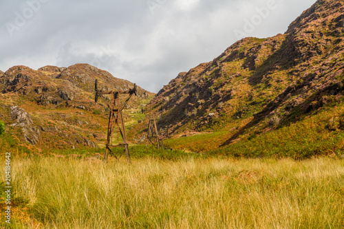 Old pylons, remains of aerial ropeway, Cwm Bychan photo
