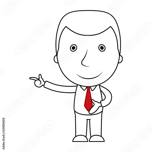 Businessman line cartoon pointing his finger