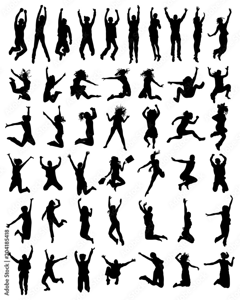 Silhouettes of people wich jumping and flying, vector Silhouettes of people wich jumping and flying, vector