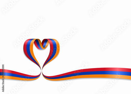 Armenian flag heart-shaped ribbon. Vector illustration.