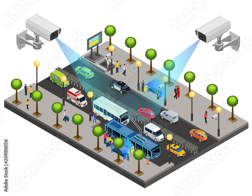 Isometric City Security System Concept
