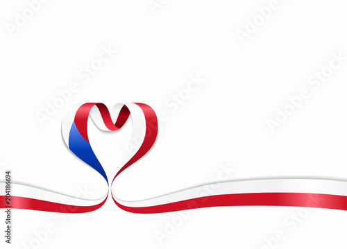 Czech flag heart-shaped ribbon. Vector illustration.