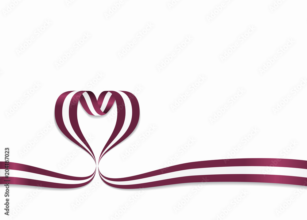 Latvian flag heart-shaped ribbon. Vector illustration.