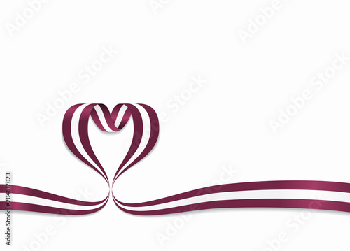Latvian flag heart-shaped ribbon. Vector illustration.