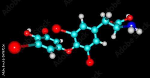 Levothyroxine molecular structure isolated on black