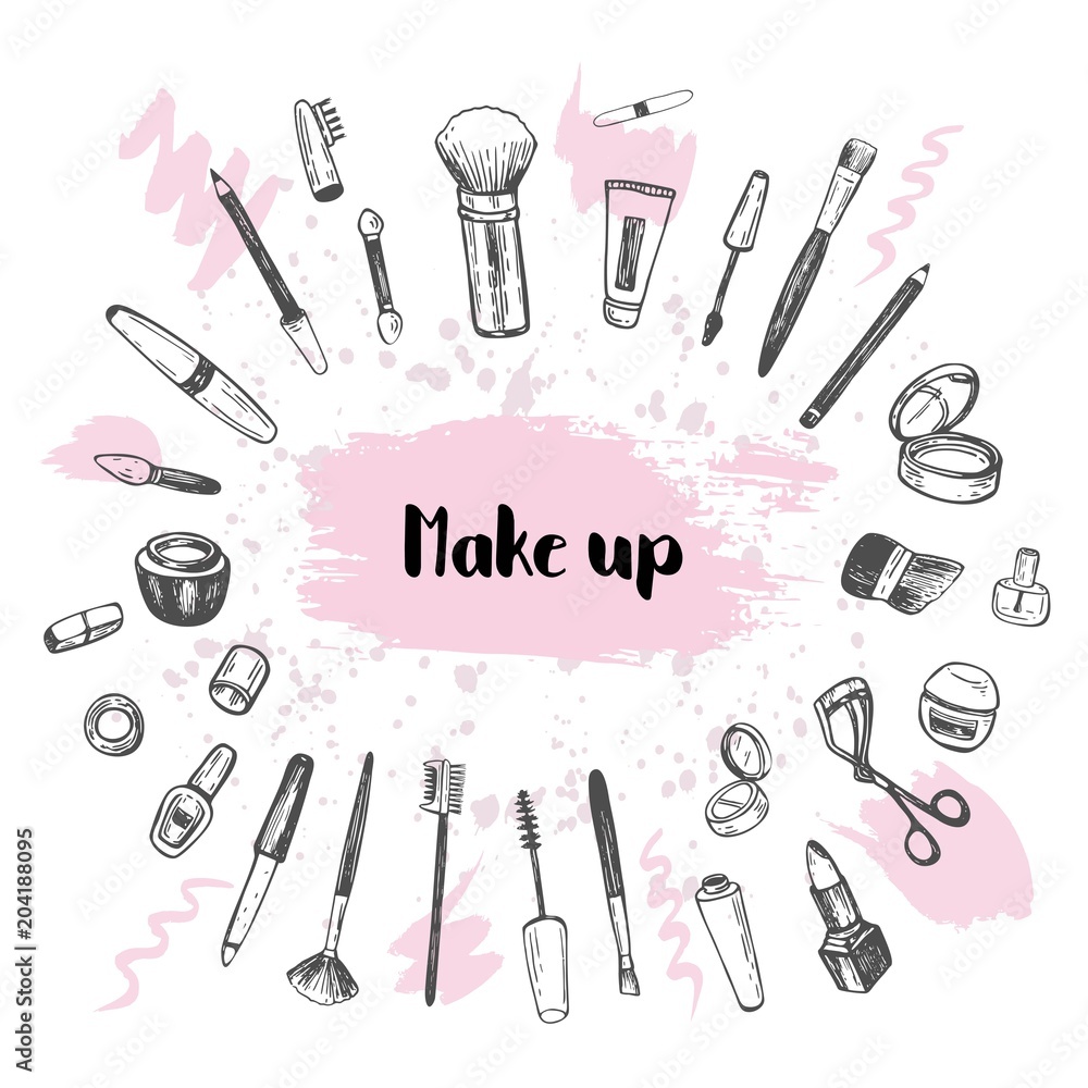 Beauty store collection with make up. Vector illustration. Beauty store collection with make up. Vector illustration.