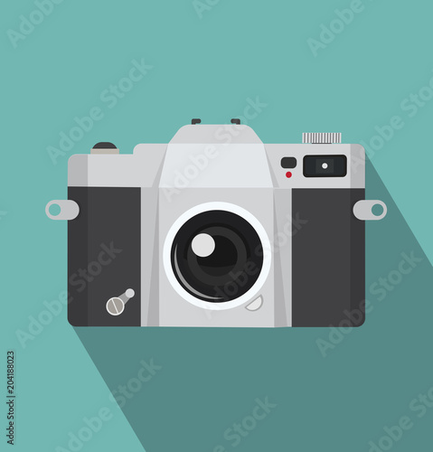 vintage camera icon with long shadow