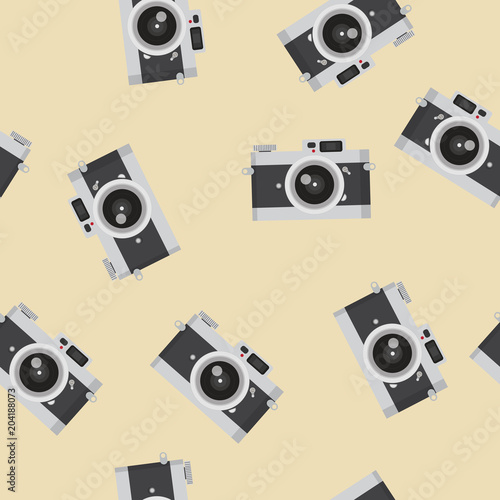 Flat design vector vintage camera pattern
