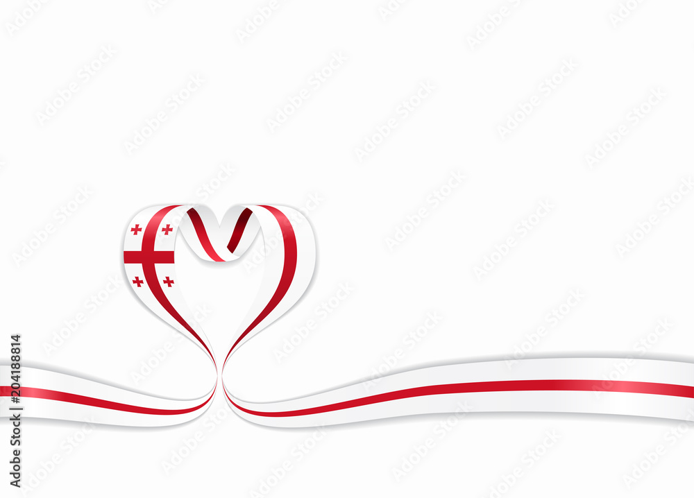 Georgian flag heart-shaped ribbon. Vector illustration.