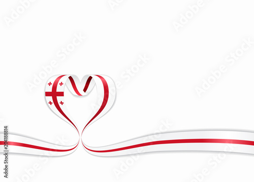 Georgian flag heart-shaped ribbon. Vector illustration.