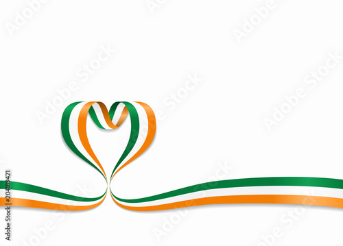 Irish flag heart-shaped ribbon. Vector illustration.