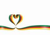 Cameroon flag heart-shaped ribbon. Vector illustration.