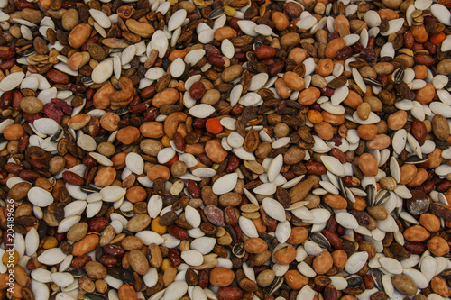 Mix of seeds and nuts of different varieties in one of the markets of Amman, Jordan
