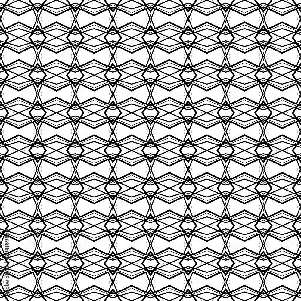 Fototapeta premium Design for printing on fabric, textile, paper, wrapper. Authentic geometric background in repeat. Black and white Seamless pattern