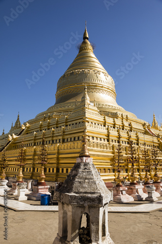 The Shwezigon Pagoda or Shwezigon Paya is a Buddhist temple located in Nyaung-U  a town near Bagan  in Myanmar