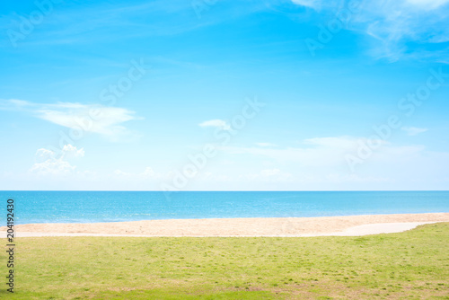 Lawn activities near the sea in the summer.