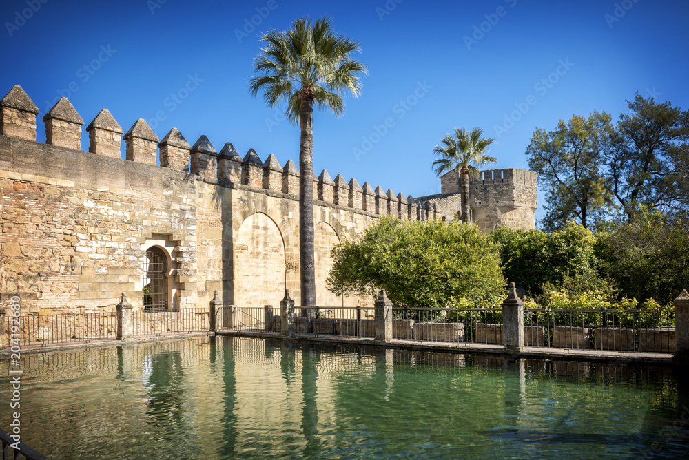 Fototapeta premium Gardens at the Alcazar de los Reyes Cristianos in Cordoba, Spain