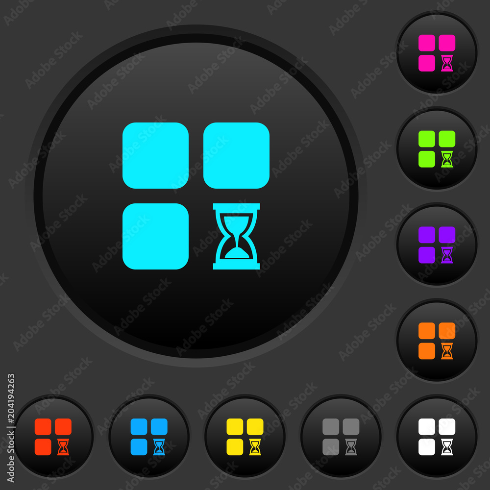 Component waiting dark push buttons with color icons Component waiting dark push buttons with color icons