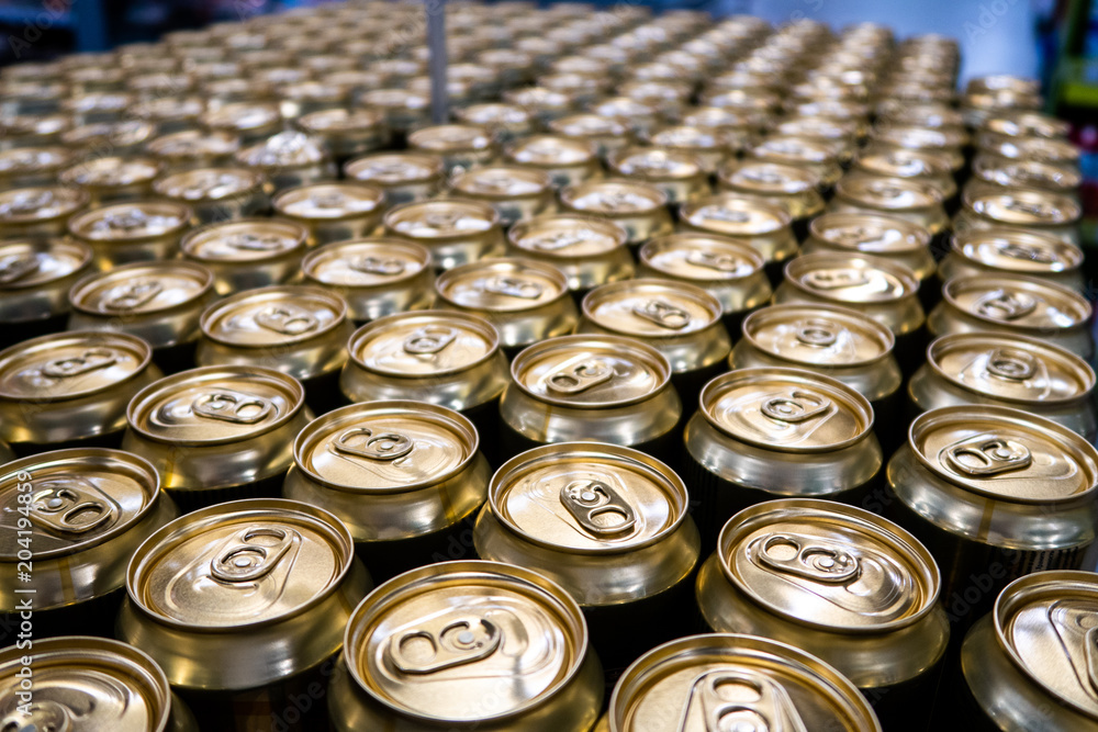 Aluminium cans. Top view. Aluminum cans in the market. Aluminium cans. Top view. Aluminum cans in the market.