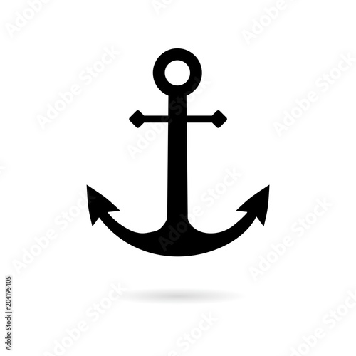 Ship anchor or boat anchor flat icon