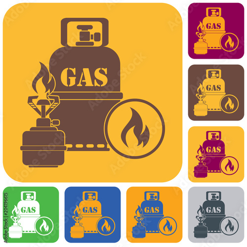 Camping stove with gas bottle icon