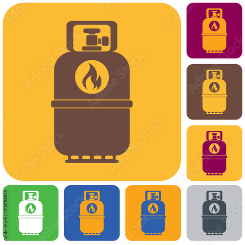 Camping gas bottle icon. Flat icon isolated