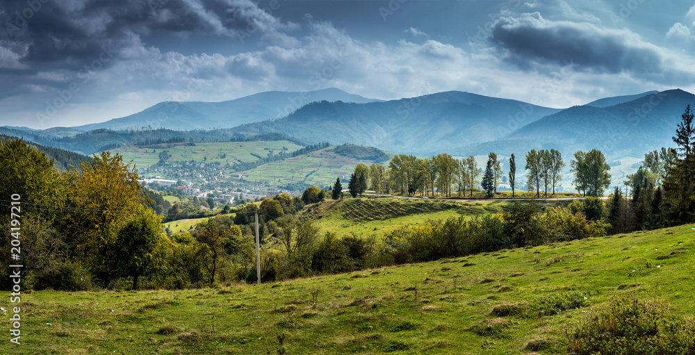 Beautiful summer view in Carpathian mountains, Ukraine, mountain panoramic landscape Beautiful summer view in Carpathian mountains, Ukraine, mountain panoramic landscape
