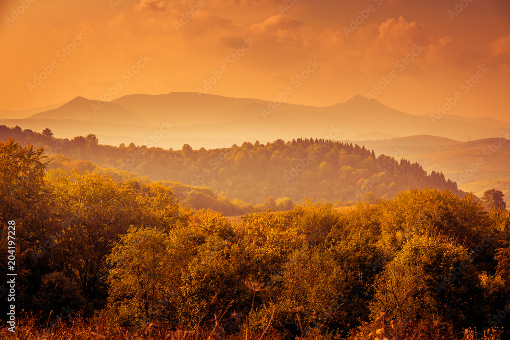 Beautiful summer view in Carpathian mountains, Ukraine, mountain panoramic landscape