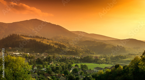 Beautiful summer view in Carpathian mountains  Ukraine  mountain panoramic landscape