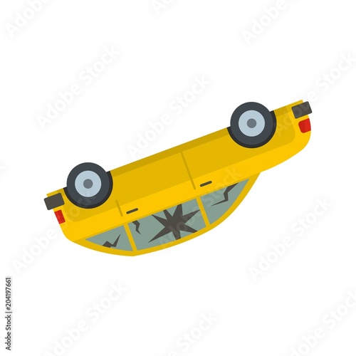 Turned car icon. Flat illustration of turned car vector icon for web