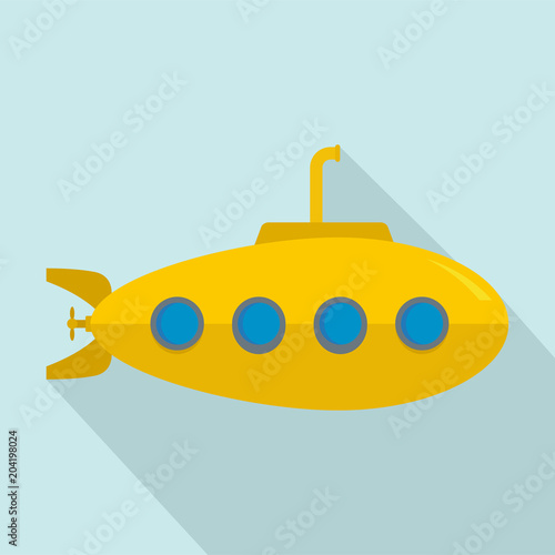 Yellow submarine icon. Flat illustration of yellow submarine vector icon for web design