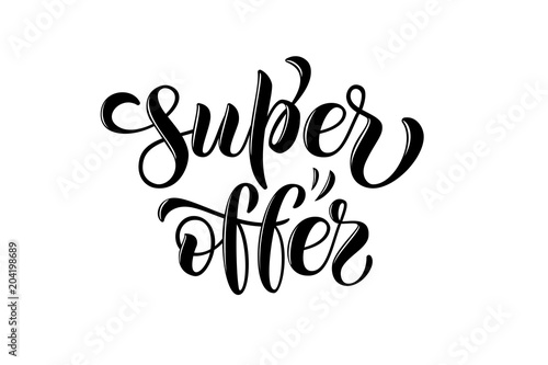 Drawn art vector calligraphy logotype super offer for women internet site of clothes, blog icon, advertisement of promotion, modern concept for poster, card, design,template for girlie beauty web page