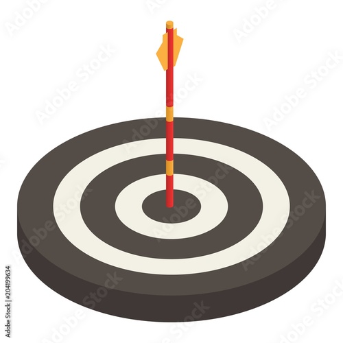 Black and white archery target icon. Isometric of black and white archery target vector icon for web design isolated on white background