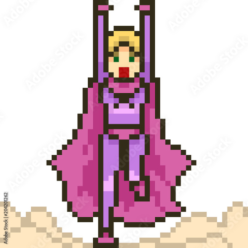 vector pixel art heroine