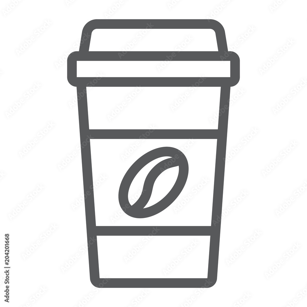 Disposable coffee cup line icon, coffee and cafe, paper cup sign vector graphics, a linear pattern on a white background, eps 10. Disposable coffee cup line icon, coffee and cafe, paper cup sign vector graphics, a linear pattern on a white background, eps 10.