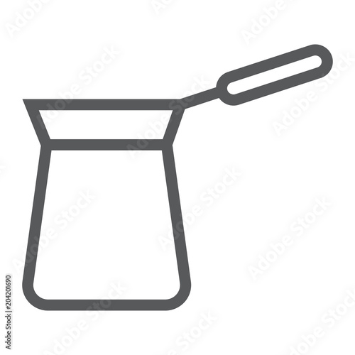 Turkish cezve line icon, coffee and cafe, turkish coffee sign vector graphics, a linear pattern on a white background, eps 10.