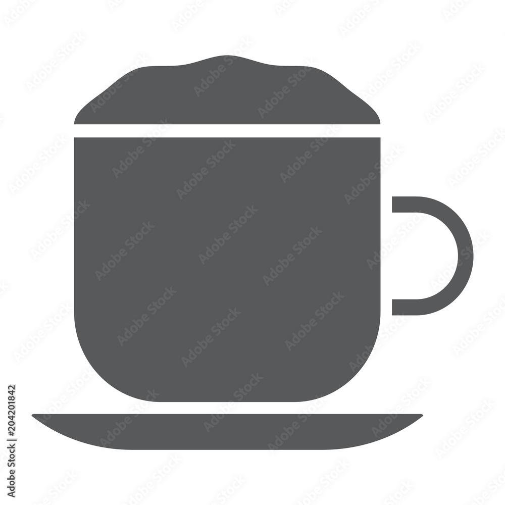 Cappuccino glyph icon, coffee and cafe, cup sign vector graphics, a solid pattern on a white background, eps 10. Cappuccino glyph icon, coffee and cafe, cup sign vector graphics, a solid pattern on a white background, eps 10.