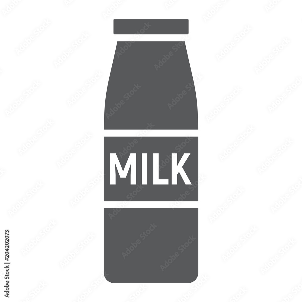 Bottle of milk glyph icon, drink and food, dairy sign vector graphics, a solid pattern on a white background, eps 10. Bottle of milk glyph icon, drink and food, dairy sign vector graphics, a solid pattern on a white background, eps 10.