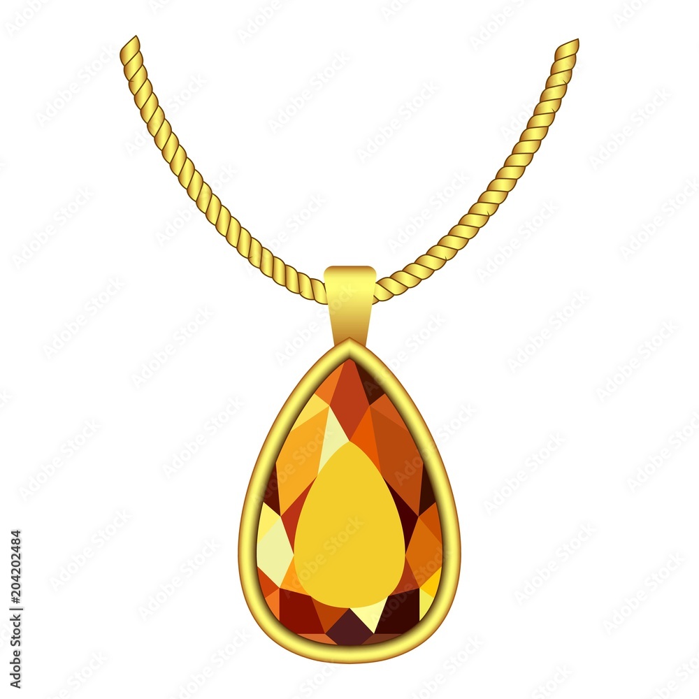 Yellow topaz jewelry icon. Realistic 