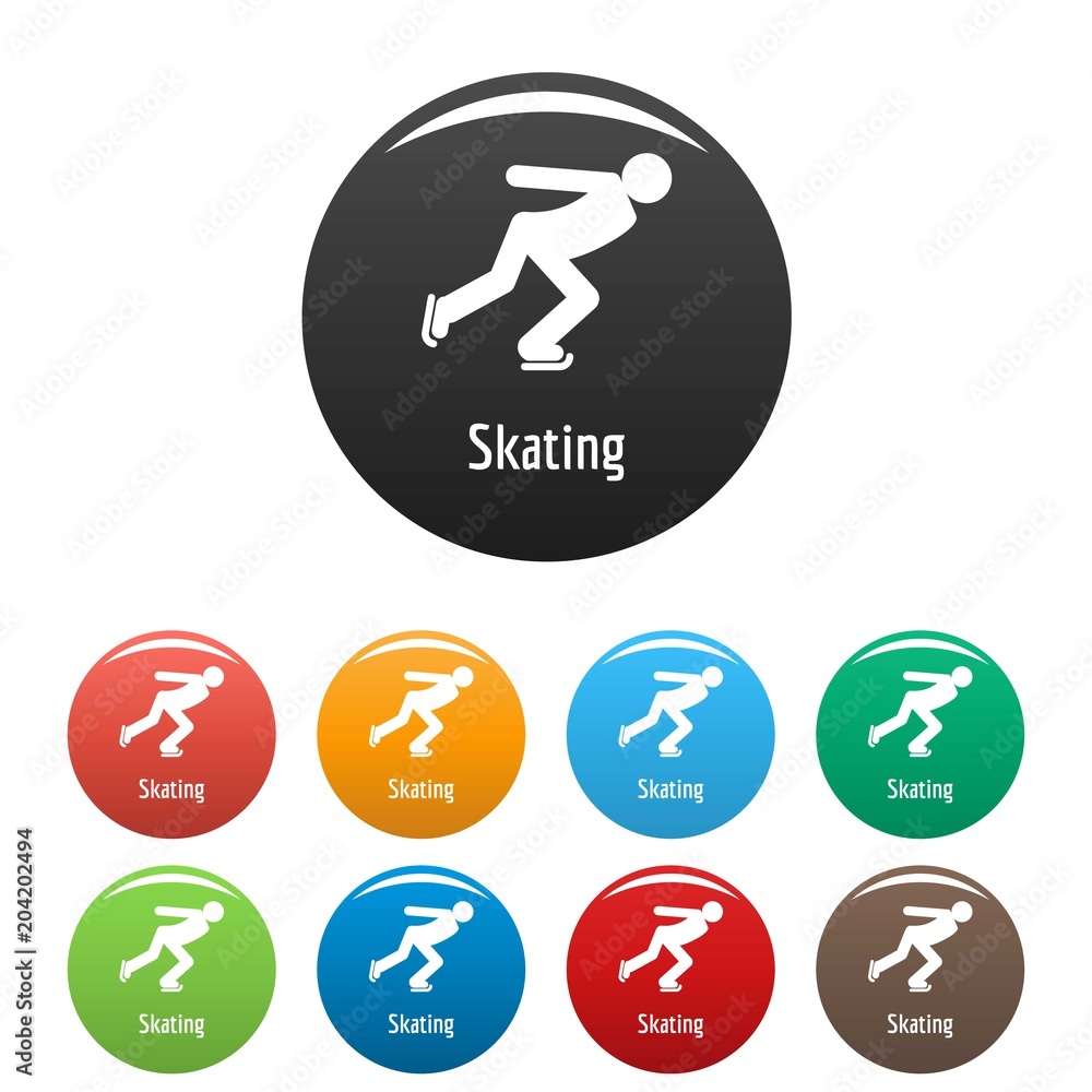 Skating icon. Simple illustration of skating vector icons set color isolated on white Skating icon. Simple illustration of skating vector icons set color isolated on white