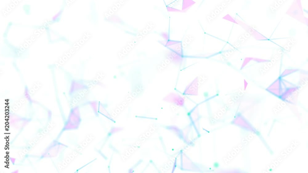 Machine learning. Blue lines, green dots, pink triangles. White background. Plexus Business cinematographic background. White background . Depth of field. Place for text. Seamless loop. Machine learning. Blue lines, green dots, pink triangles. White background. Plexus Business cinematographic background. White background . Depth of field. Place for text. Seamless loop.