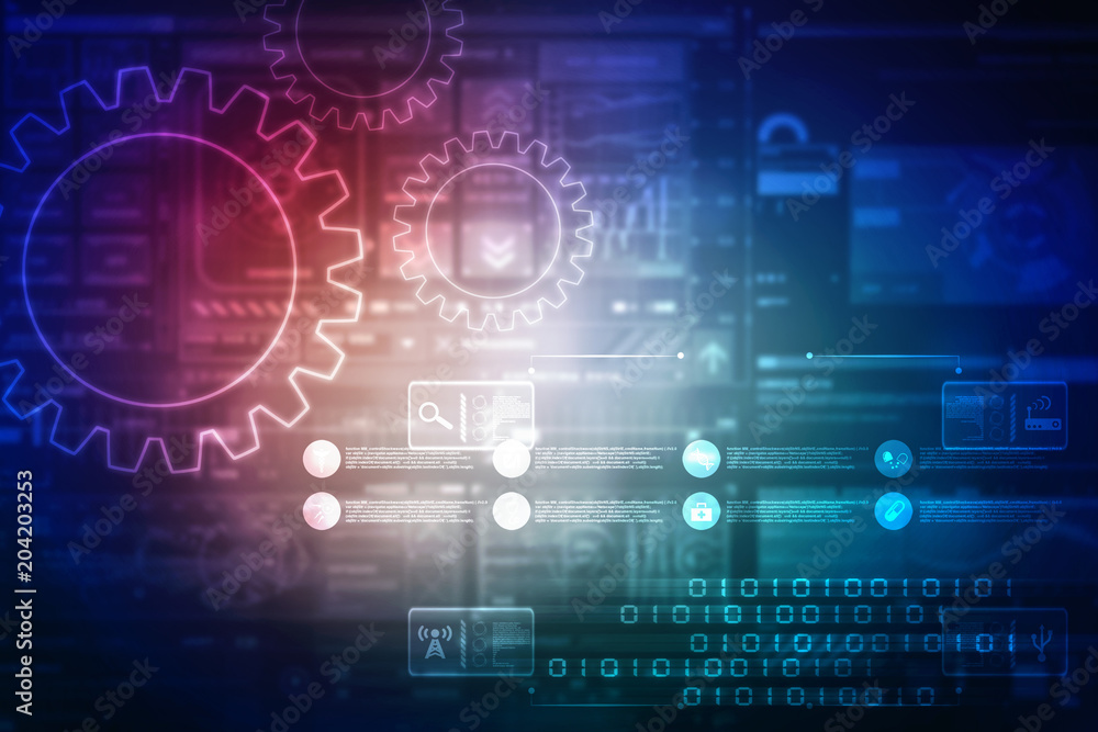 2D rendering illustration. gears on a white background
2D rendering illustration. gears on a white background